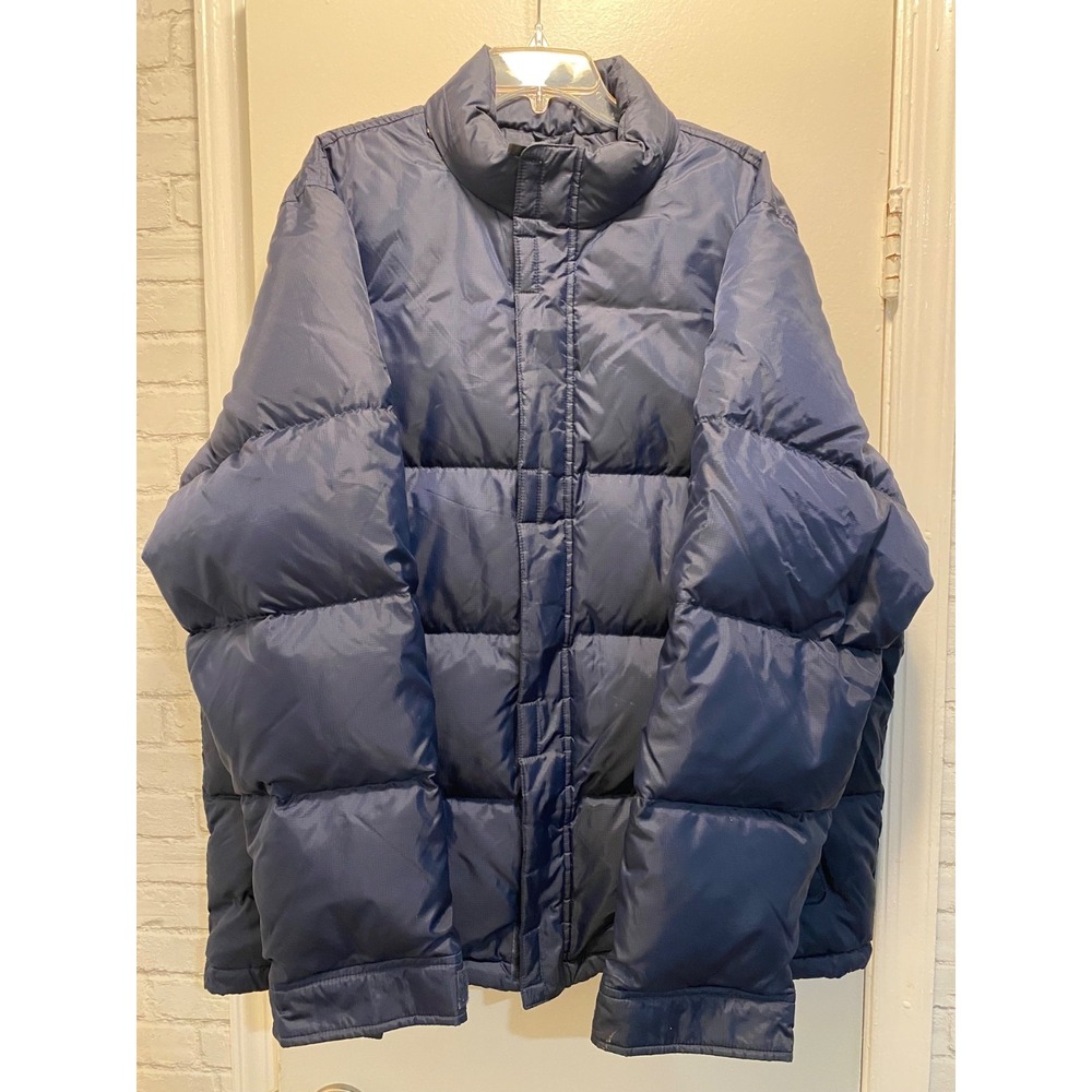 Eddie Bauer Jacket Mens tall XL Navy Puffer Down Full Zip Pockets Winter Coat